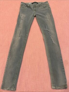 Gray with lime contrast stretching W29L31.5 wm’s Skinny distressed Jeans